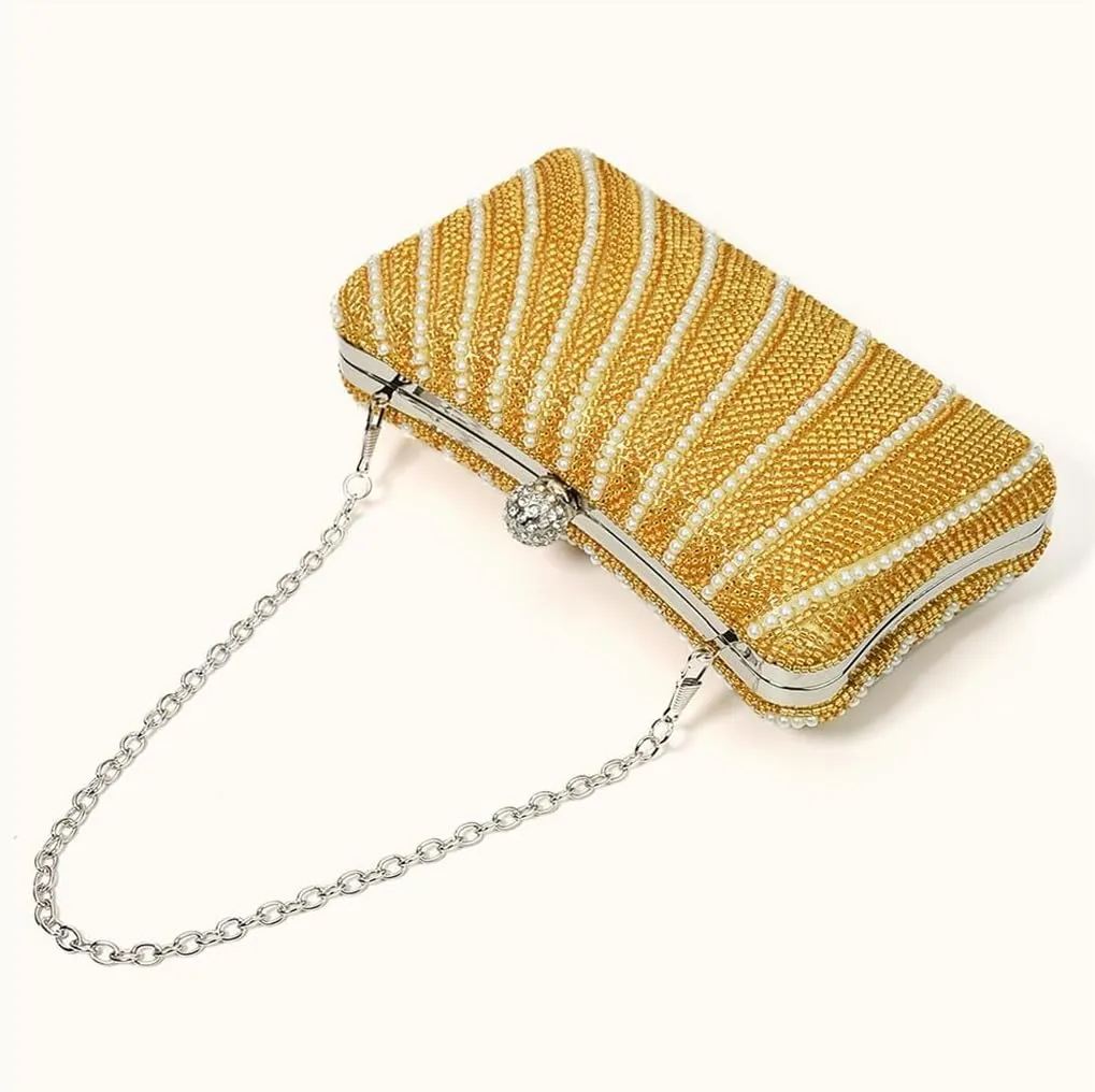 Checkered Chain Diagonal Straddle Bag Dinner Handheld Evening Dress Paired with Handbag