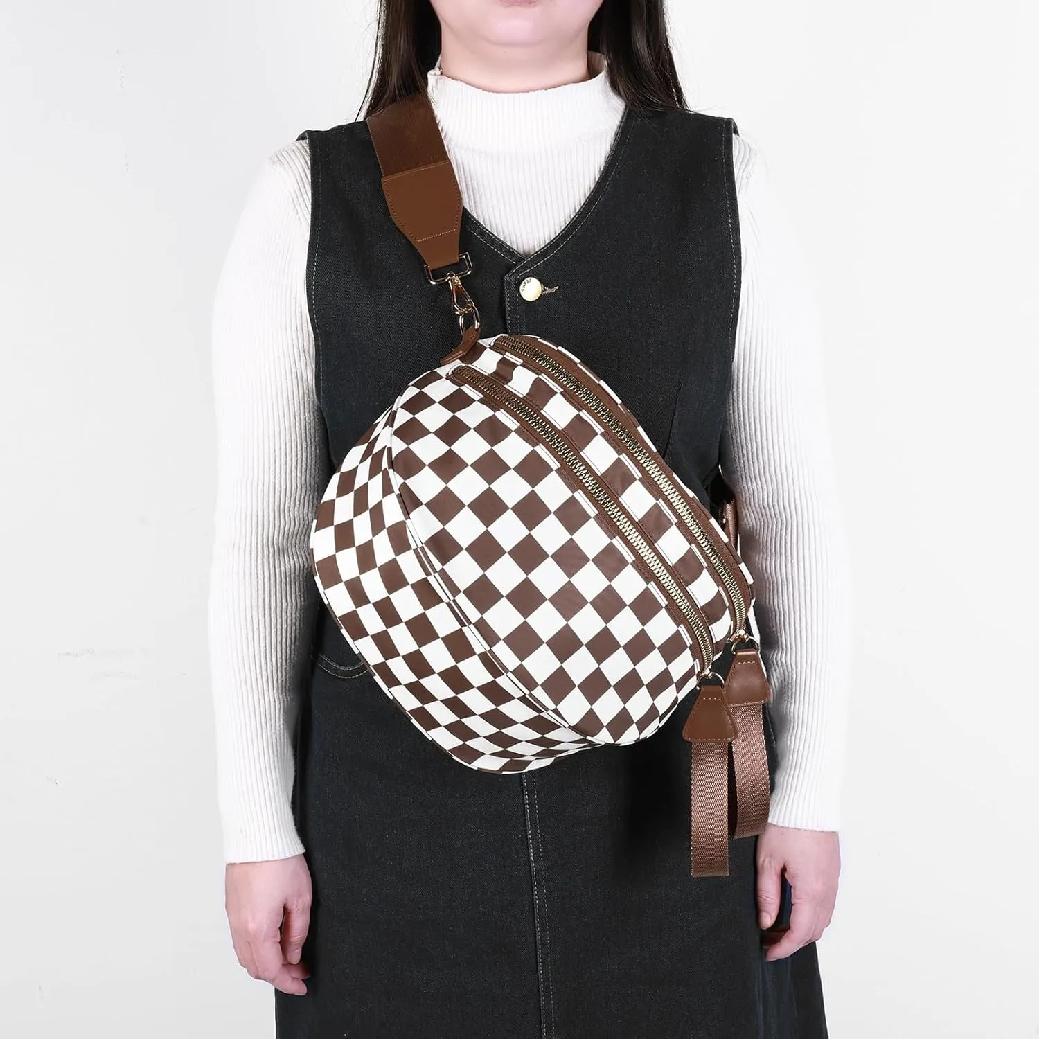 Checkered Crossbody Bag Bum Bags for Women Checkered Purse Checkerboard Purse Checkered Fanny Pack