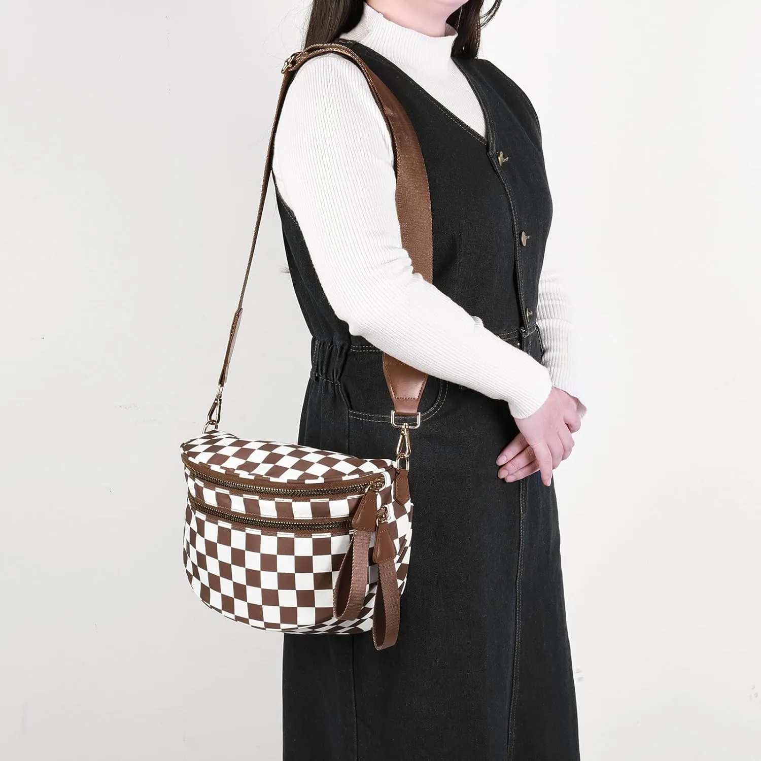Checkered Crossbody Bag Bum Bags for Women Checkered Purse Checkerboard Purse Checkered Fanny Pack