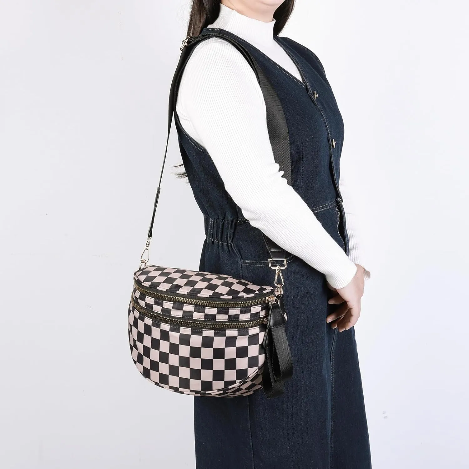 Checkered Crossbody Bag Bum Bags for Women Checkered Purse Checkerboard Purse Checkered Fanny Pack