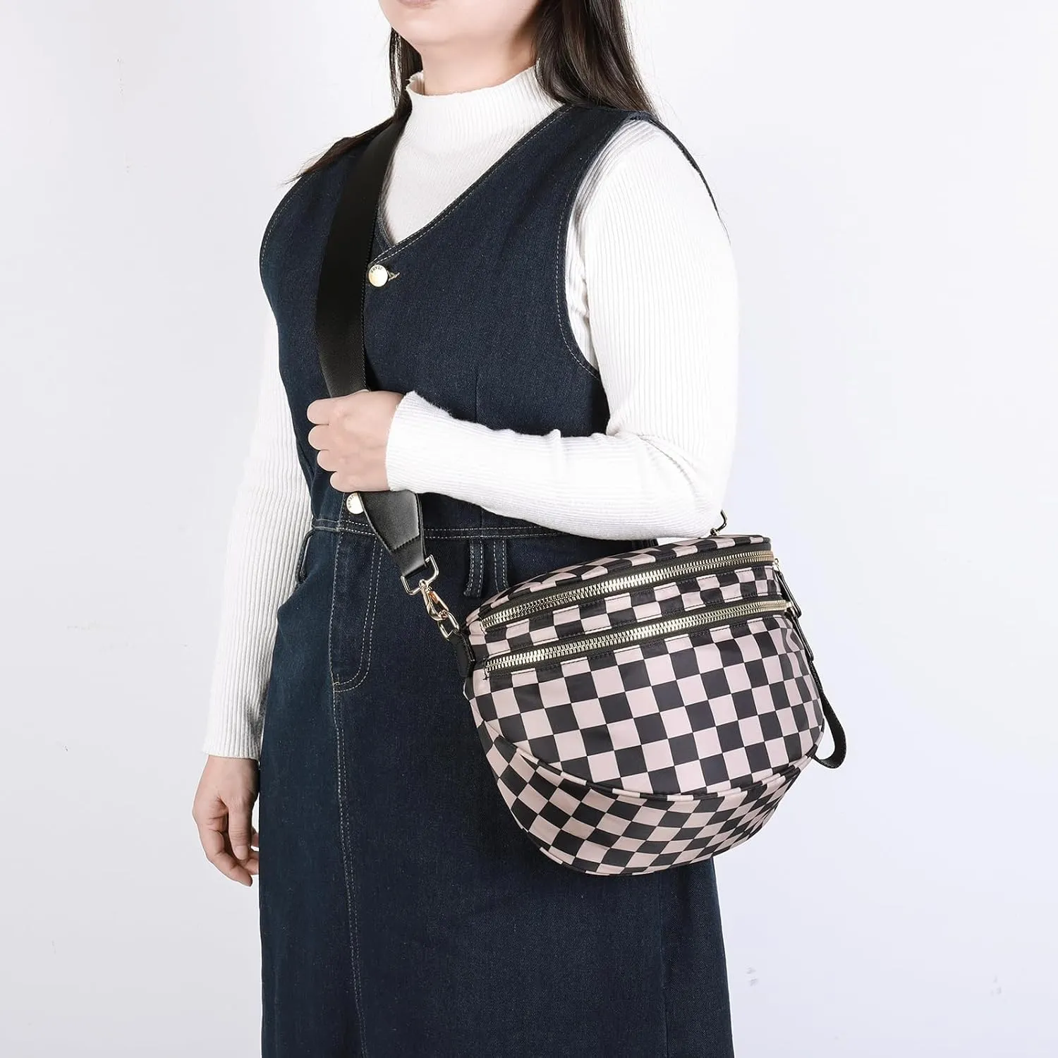 Checkered Crossbody Bag Bum Bags for Women Checkered Purse Checkerboard Purse Checkered Fanny Pack