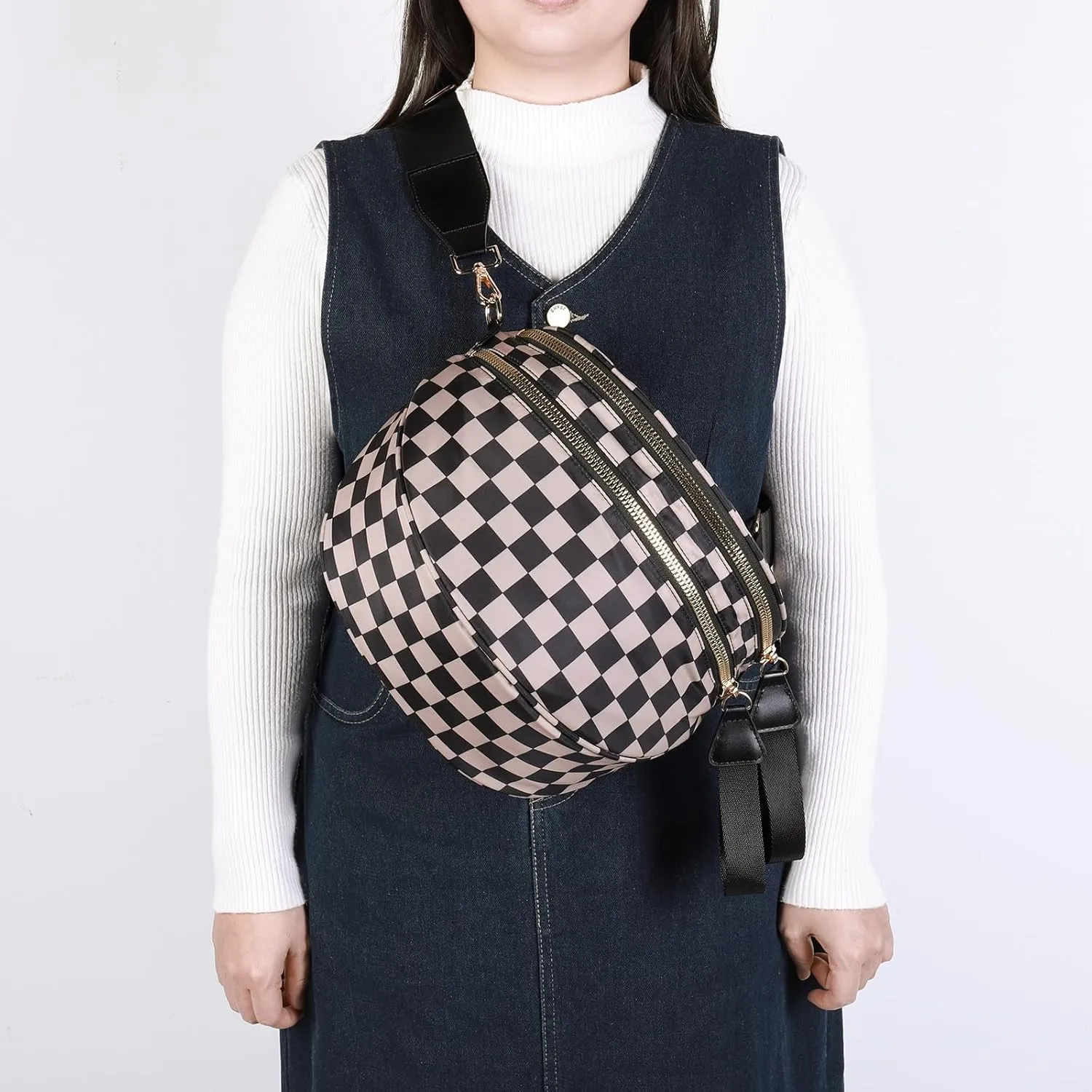 Checkered Crossbody Bag Bum Bags for Women Checkered Purse Checkerboard Purse Checkered Fanny Pack