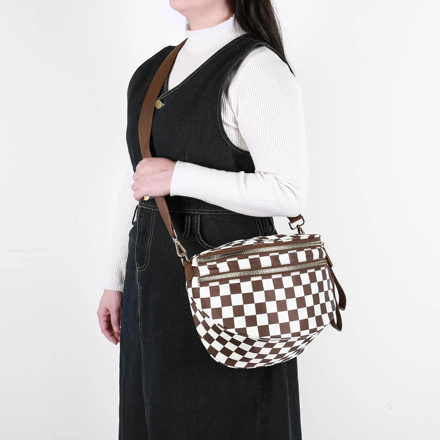 Checkered Crossbody Bag Bum Bags for Women Checkered Purse Checkerboard Purse Checkered Fanny Pack