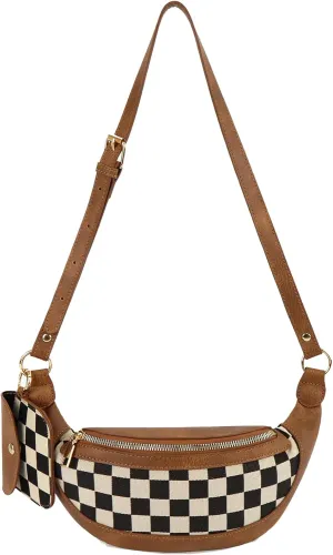 Checkered Crossbody Bag Bum Bags for Women Checkered Purse Plaid Womens Cross Body Purses Checkerboard Fanny Pack