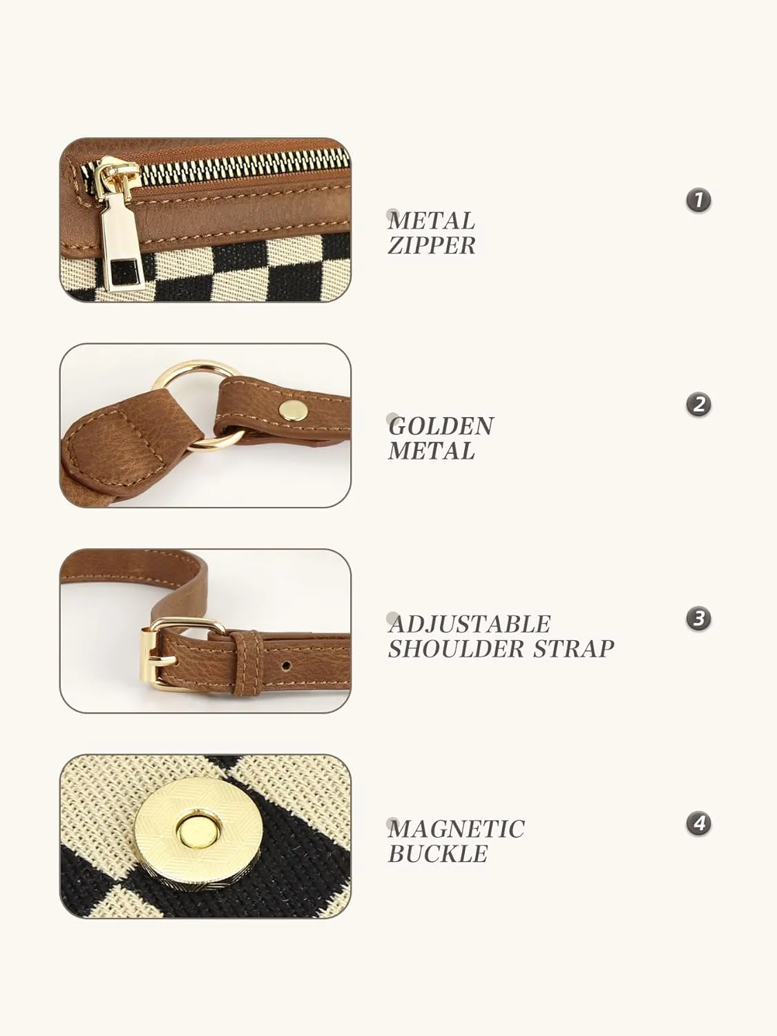 Checkered Crossbody Bag Bum Bags for Women Checkered Purse Plaid Womens Cross Body Purses Checkerboard Fanny Pack