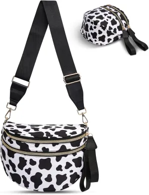 Checkered Crossbody Bag,Nylon Bum Bags for Women Crossbody,Spacious Sling Bag Purse Fanny Packs with Shoulder Strap