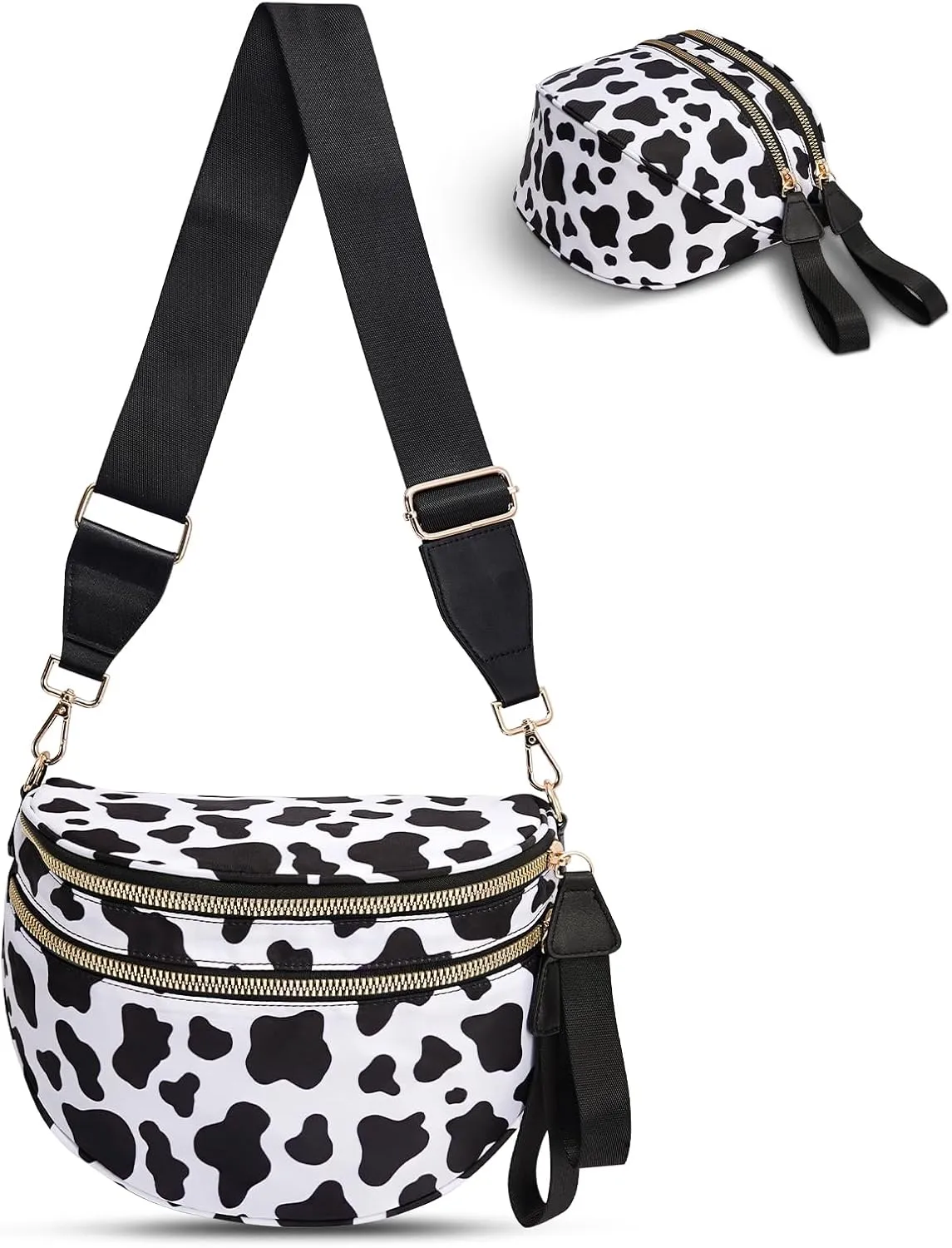 Checkered Crossbody Bag,Nylon Bum Bags for Women Crossbody,Spacious Sling Bag Purse Fanny Packs with Shoulder Strap