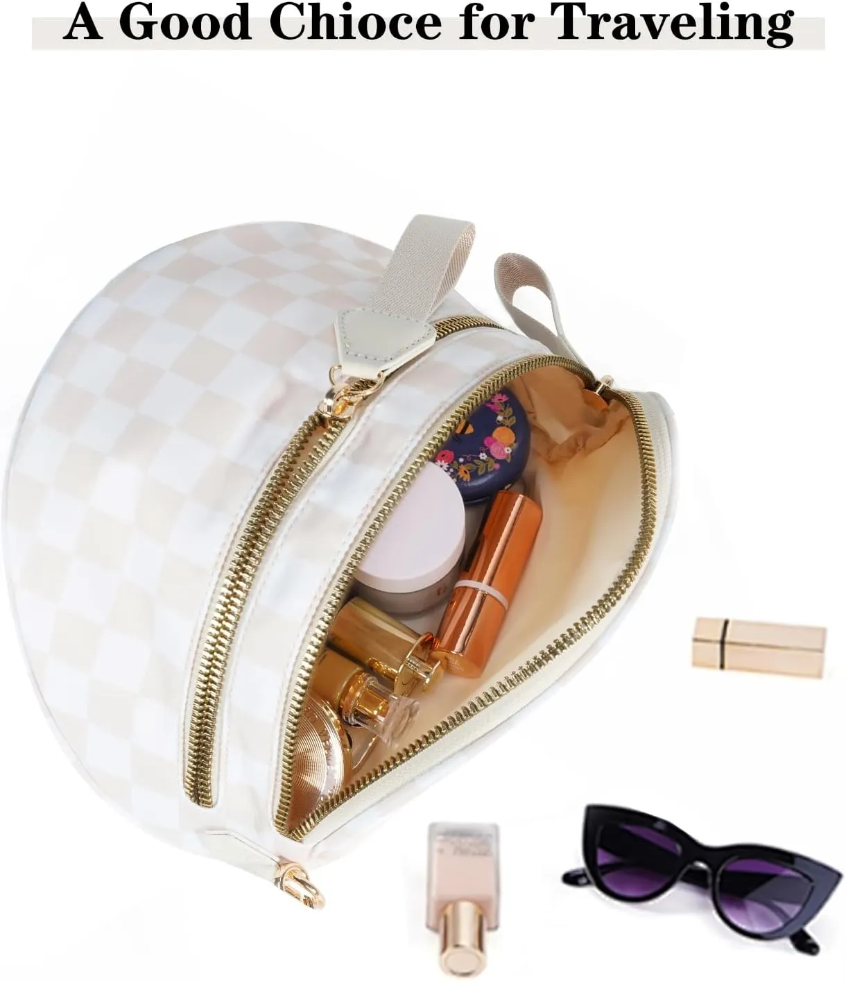 Checkered Crossbody Bags Bum Bag for Women Large Sling Bag Purse with Adjustable Strap（Beige Checkered）