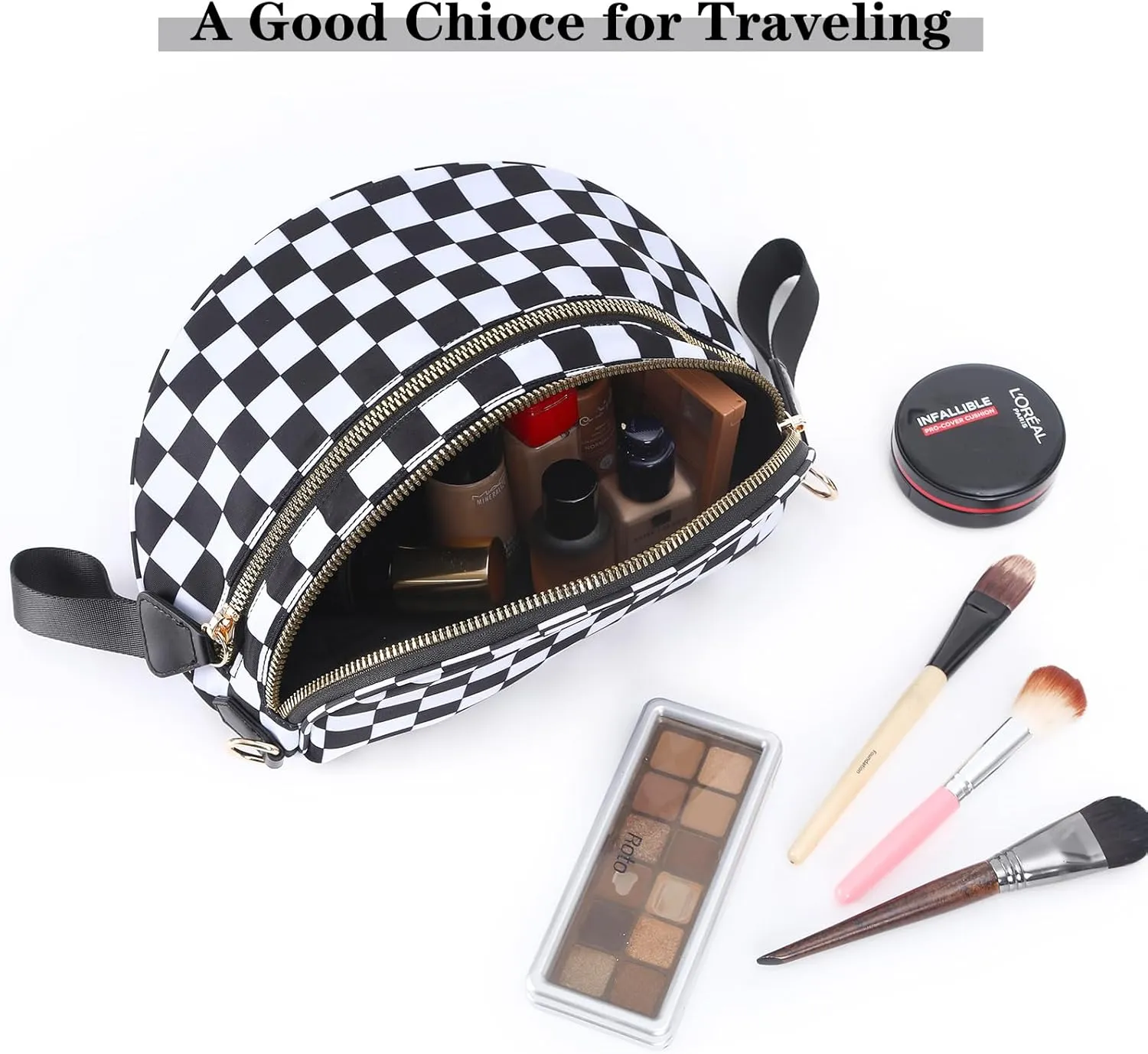 Checkered Crossbody Bags Bum Bag for Women Large Sling Bag Purse with Adjustable Strap（Black Checkered）