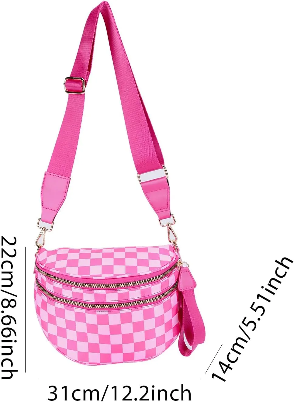Checkered Crossbody Bum Bags for Women Nylon Checkered Purse Checkerboard Fanny Pack