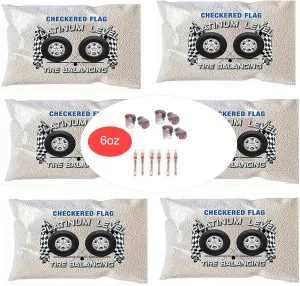 Checkered Flag Tire Beads Tire Balancing Beads, (6) 6oz Bags, 36oz Set, Suitable for Off Road, Motorcycles, Semis, Trucks, 4x4 Trailers Efficient Wheels & Tire Balancer, Long-Lasting Durability