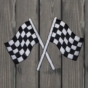 Checkered Flags Embroidered Patch — Iron On