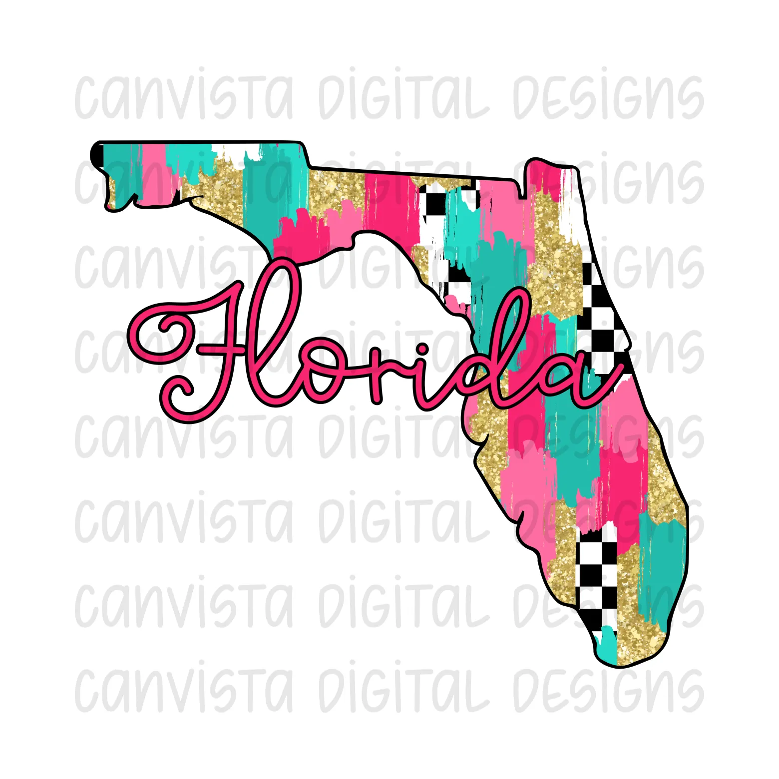 Checkered Florida PNG File - Digital Design
