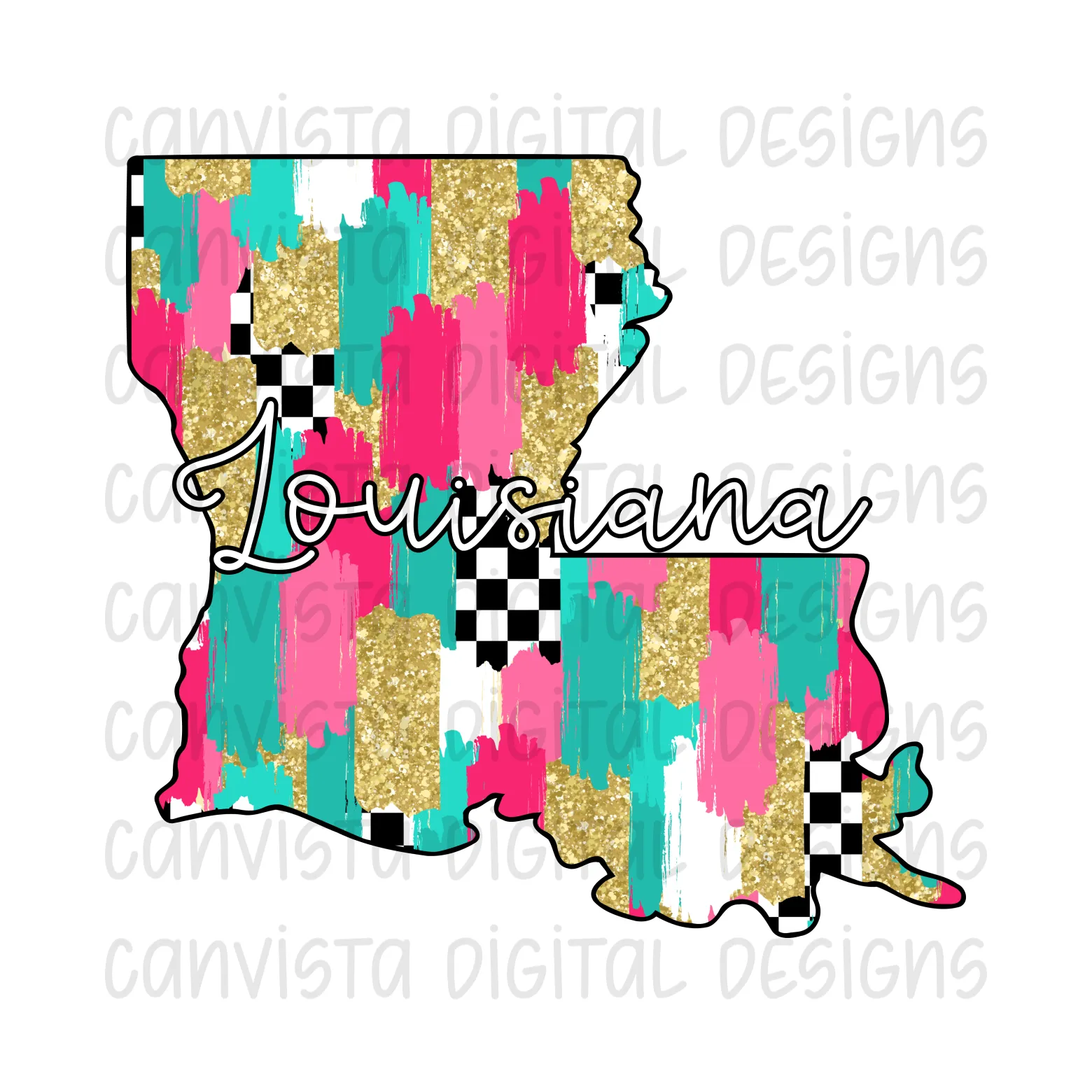 Checkered Louisiana PNG File - Digital Design
