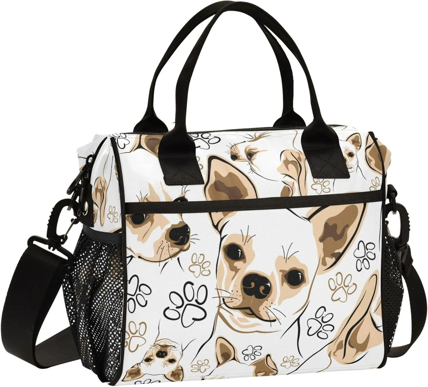 Chihuahua Dogs and Bone Lunch Box for Men Women Insulated Lunch Bag Cooler Bag Large Adult Lunch Box for Work Picnic Travel