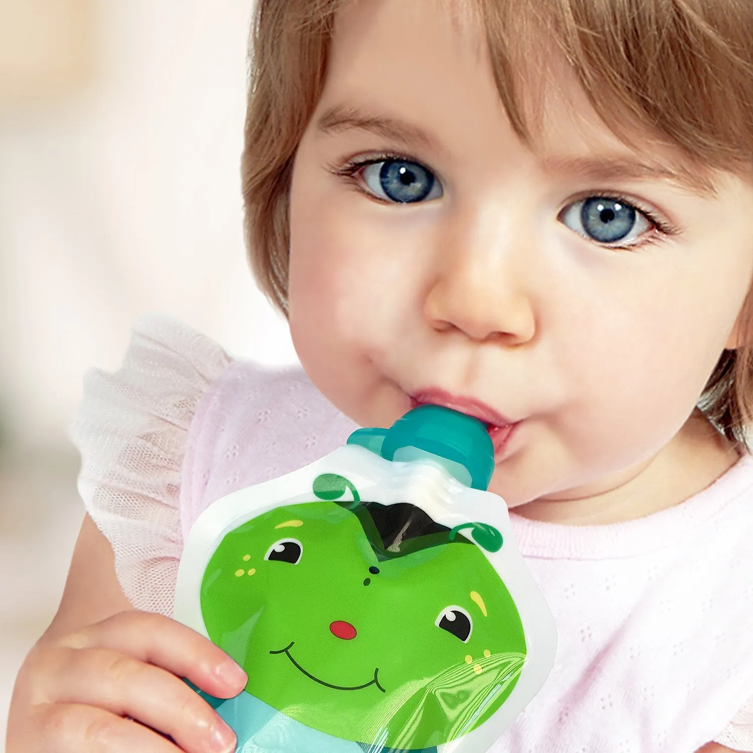 ChooMee SoftSip Food Pouch Tops   Reusable Baby Food Pouches, Fill with Baby Food, Applesauce and Purees | Wide Double Zipper Bottom, BPA Free | 4 CT 5oz   2 SoftSip