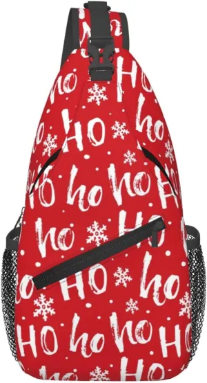 Christmas Ho Ho Sling Backpack Chest Bag Crossbody Shoulder Bag Gym Cycling Travel Hiking Daypack For Men Women