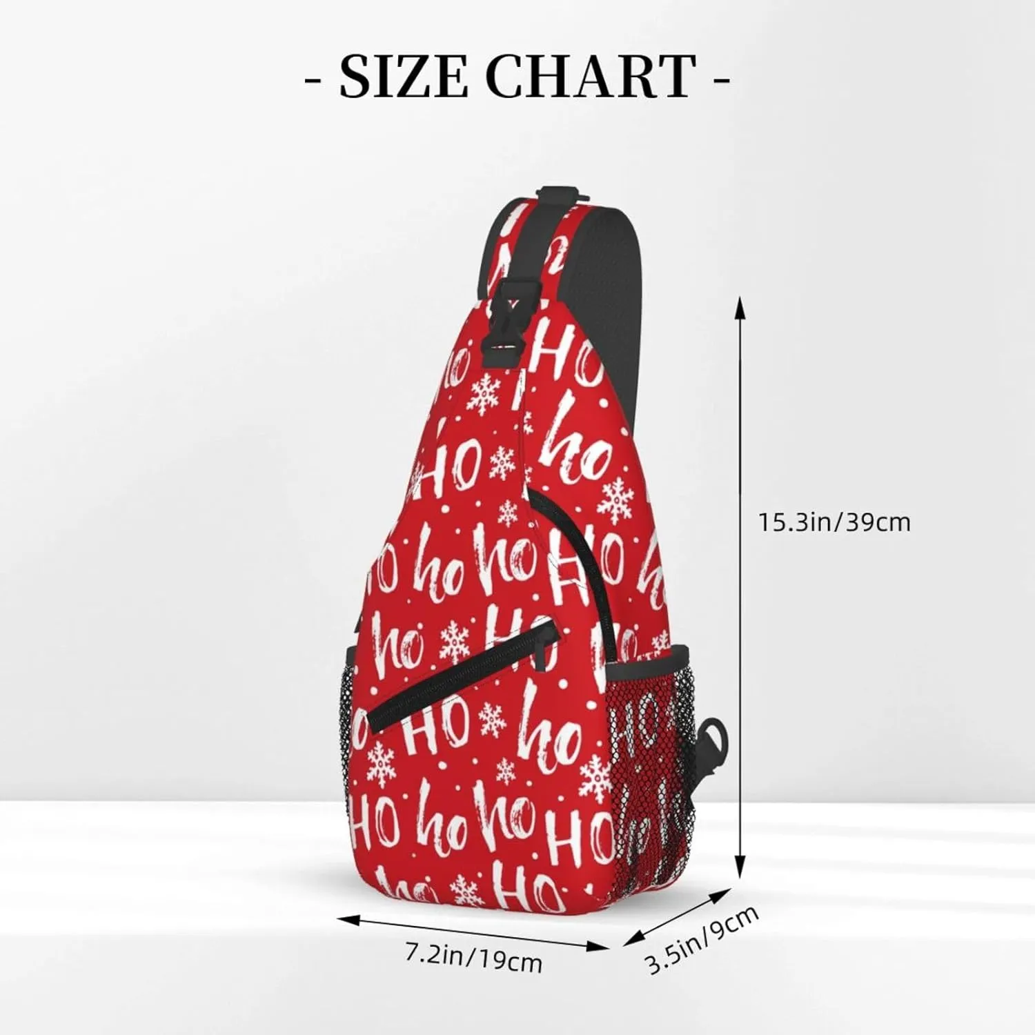 Christmas Ho Ho Sling Backpack Chest Bag Crossbody Shoulder Bag Gym Cycling Travel Hiking Daypack For Men Women