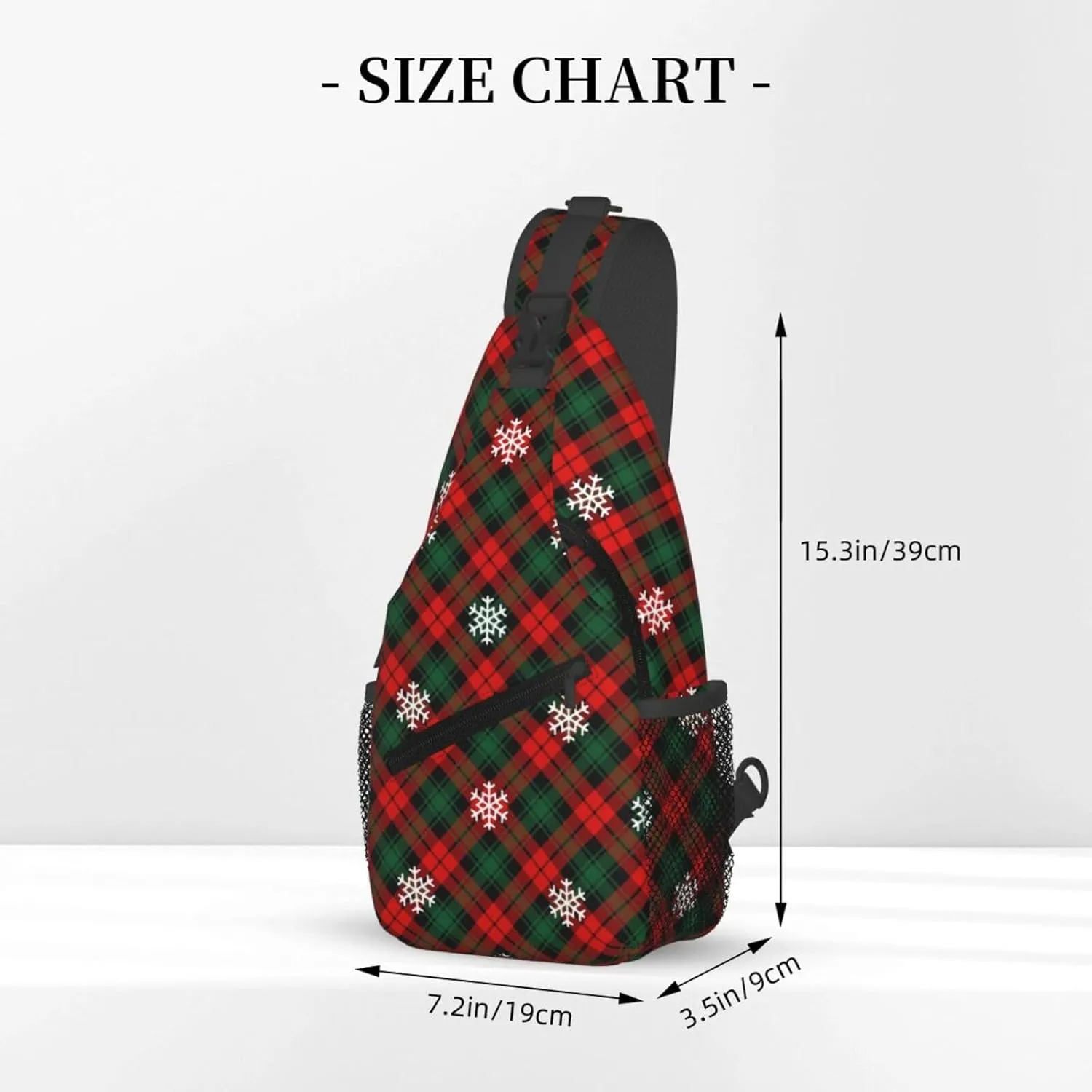 Christmas Plaid And Snowflakes Sling Backpack Chest Bag Crossbody Shoulder Bag Gym Cycling Travel Hiking Daypack For Men Women