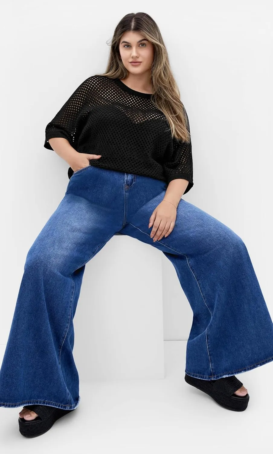 City Chic Women's Plus Size Top - Crochet Knit
