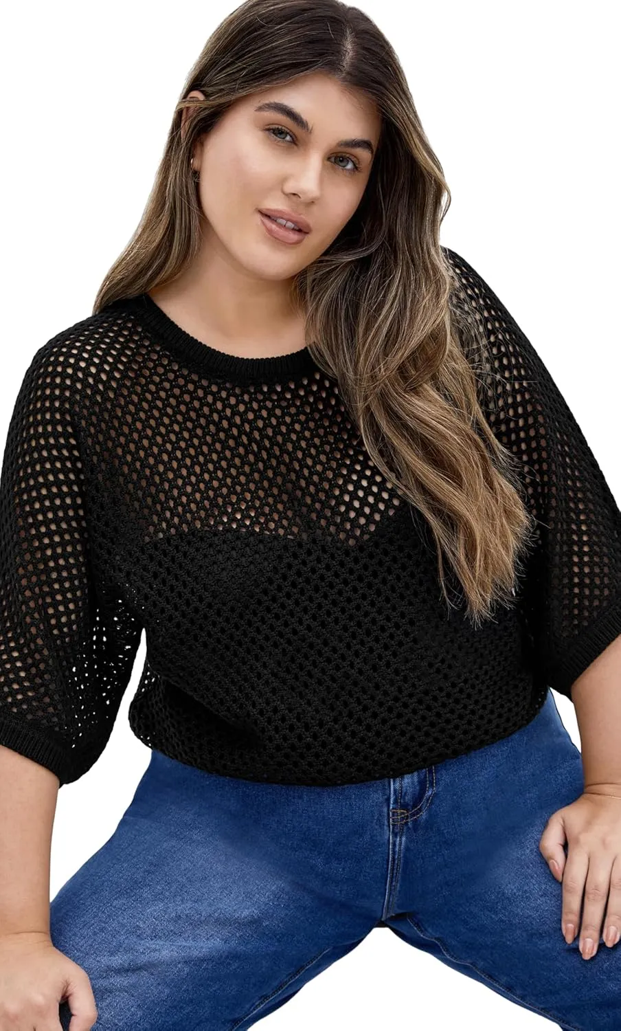 City Chic Women's Plus Size Top - Crochet Knit