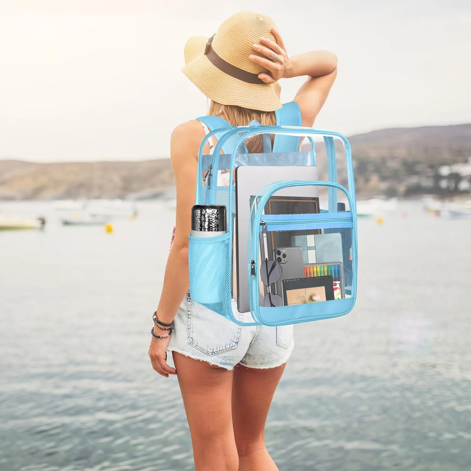 Clear Backpack,Sturdy Shape Heavy Duty Large Clear Backpack for Stadium, Work, Travel