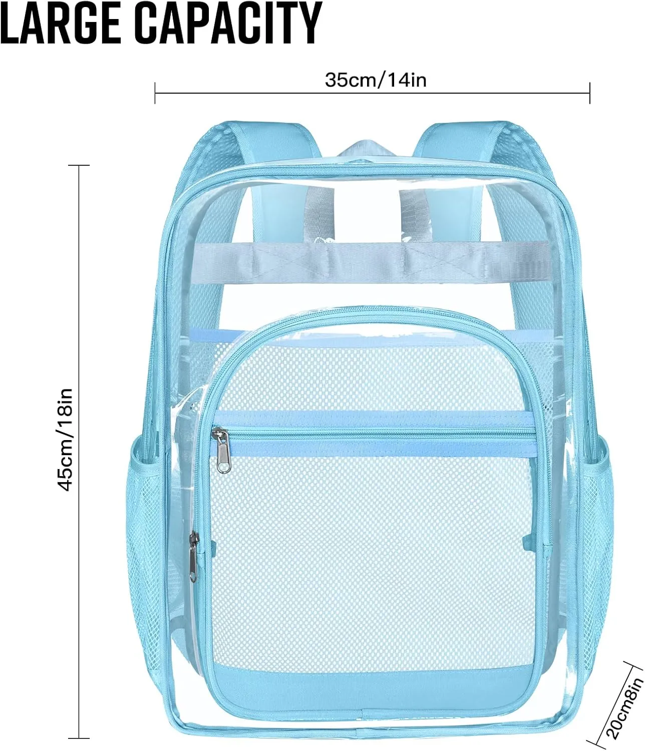 Clear Backpack,Sturdy Shape Heavy Duty Large Clear Backpack for Stadium, Work, Travel