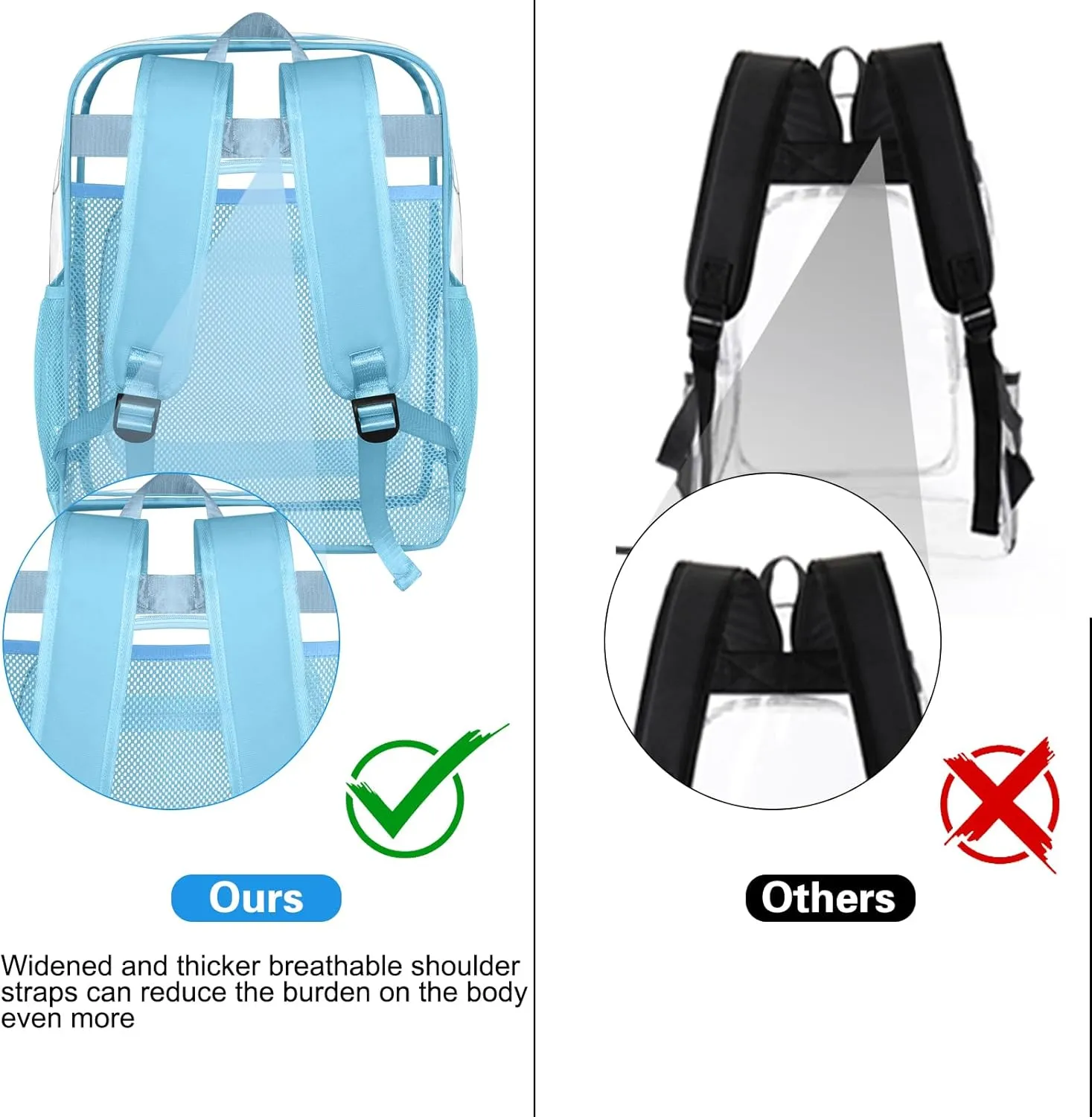 Clear Backpack,Sturdy Shape Heavy Duty Large Clear Backpack for Stadium, Work, Travel