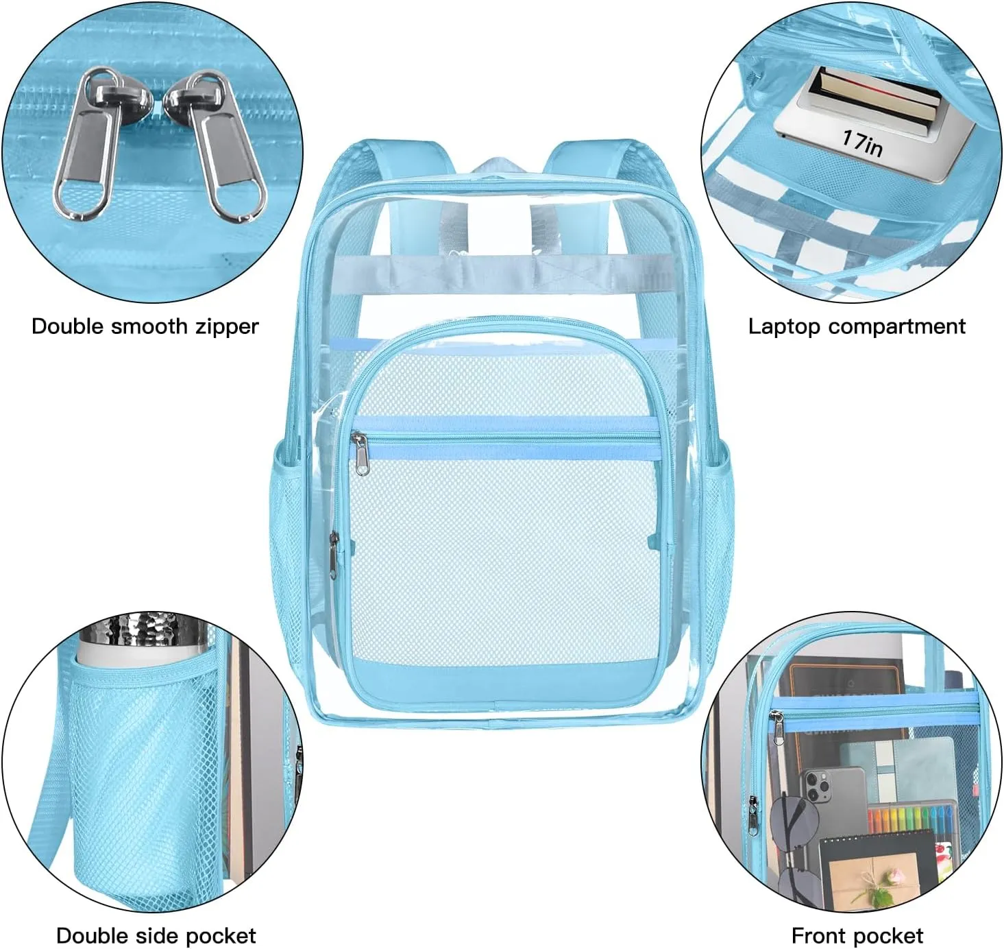 Clear Backpack,Sturdy Shape Heavy Duty Large Clear Backpack for Stadium, Work, Travel