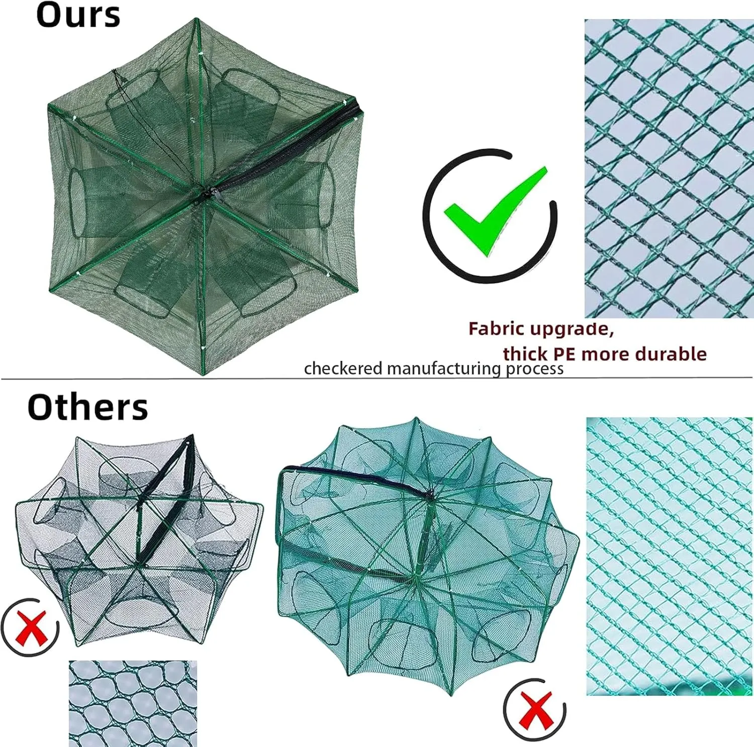 Collapsible Fishing Bait Minnow Trap - Durable Fish Trap Net for Minnow, Crab, Crayfish, Shrimp Fish Trap Net - Designed for Minnows and Beyond