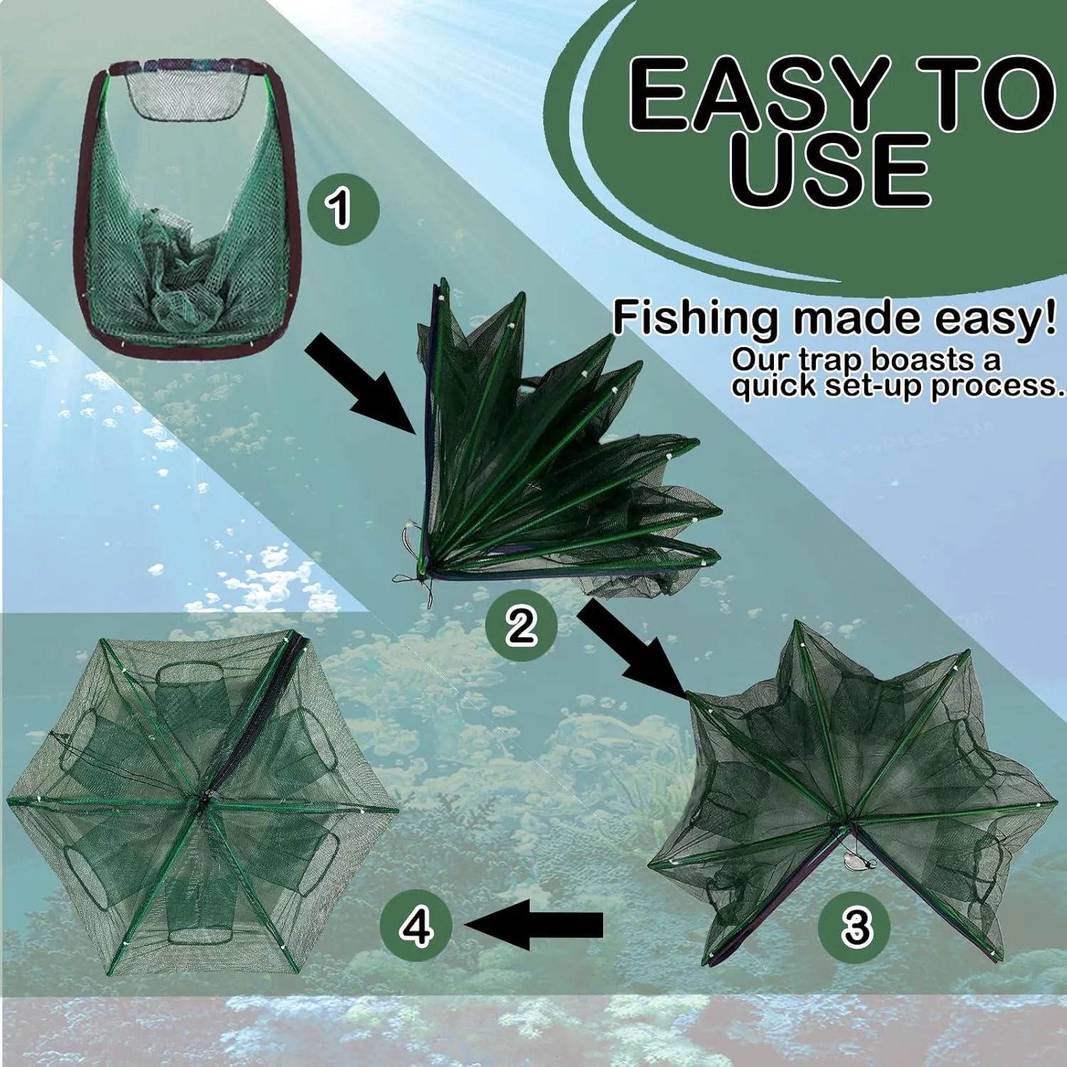 Collapsible Fishing Bait Minnow Trap - Durable Fish Trap Net for Minnow, Crab, Crayfish, Shrimp Fish Trap Net - Designed for Minnows and Beyond