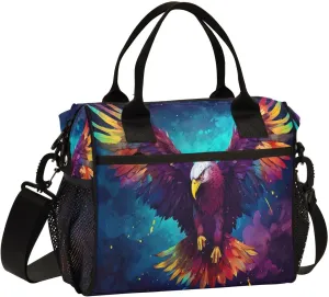 Colorful Hawk Insulated Lunch Bag Reusable Lunch Box for Men Women Leakproof Cooler Tote Bag with Adjustable Shoulder Strap Lunch Tote for Work Picnic Office Camping Travel