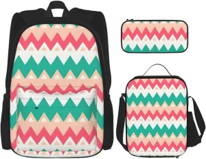Colour Curve Ripple Chartbackpack 3 Piece Set, Duffel Bag, Casual Backpack, Girls Boys Backpack For Hiking, School