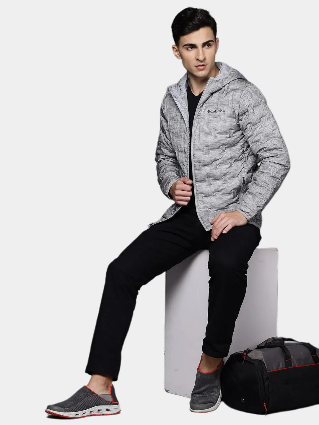 Columbia Men Grey Delta Ridge Down Hooded Jacket