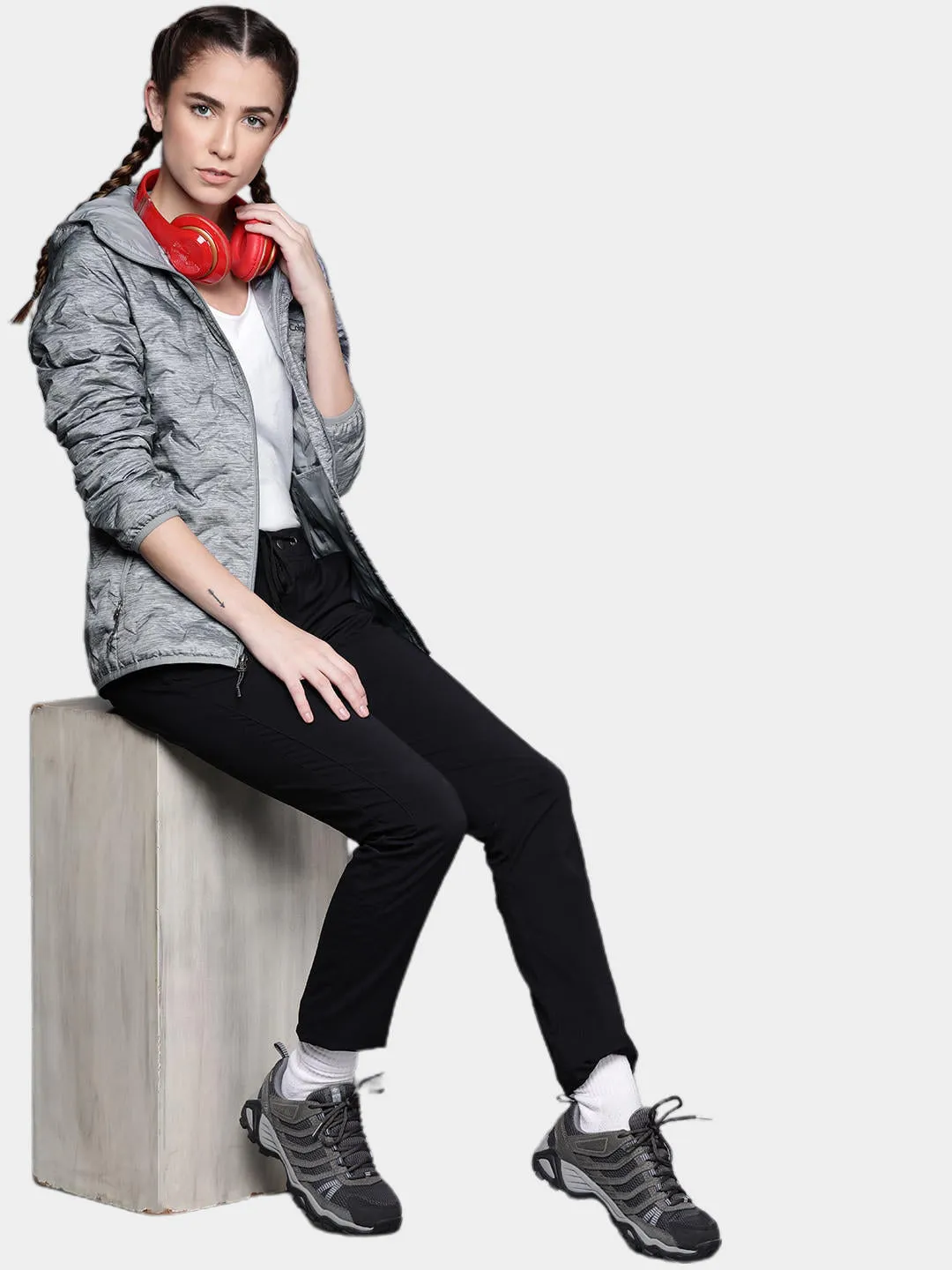 Columbia Women Grey Delta Ridge Down Hooded Jacket