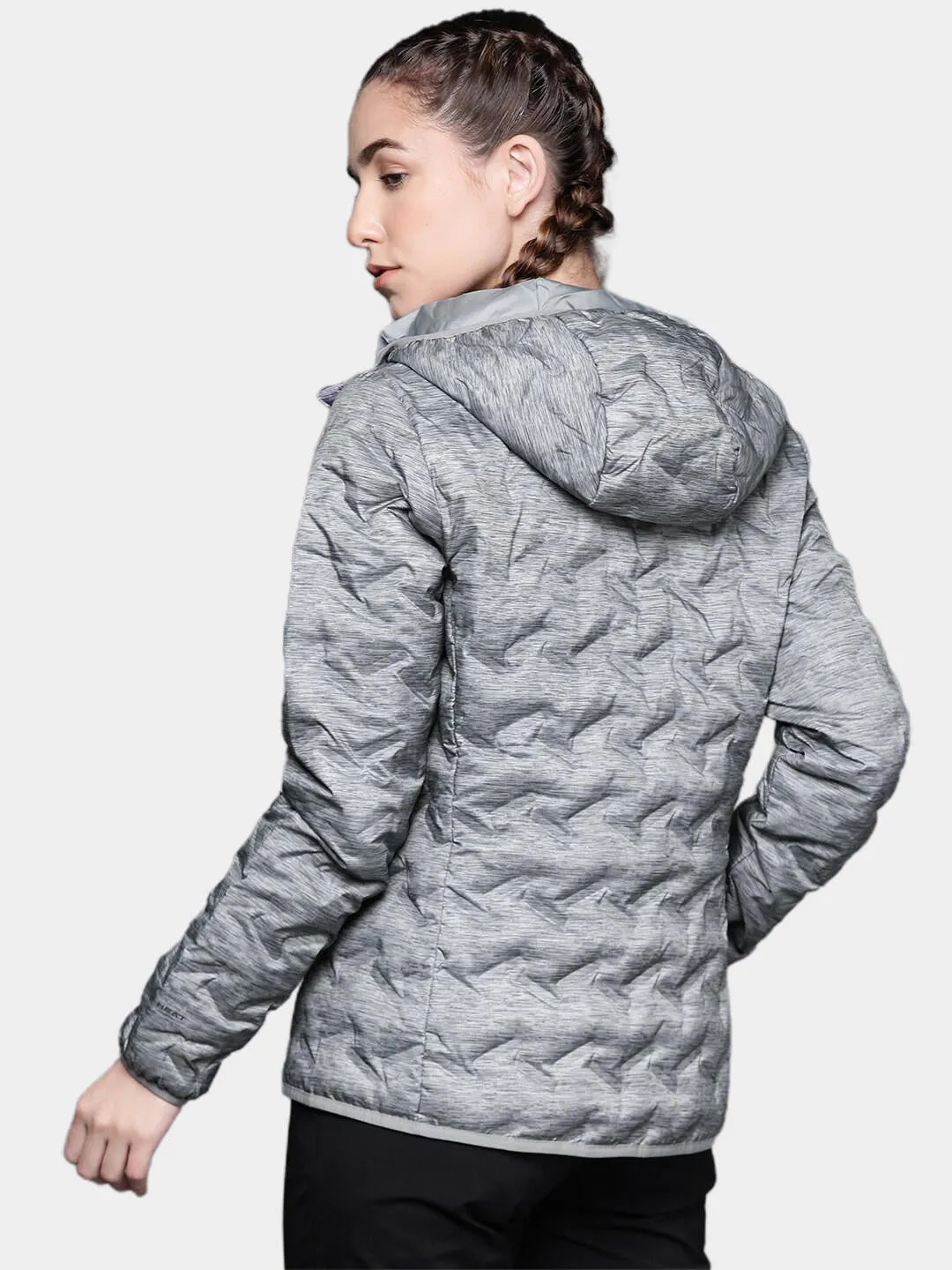 Columbia Women Grey Delta Ridge Down Hooded Jacket