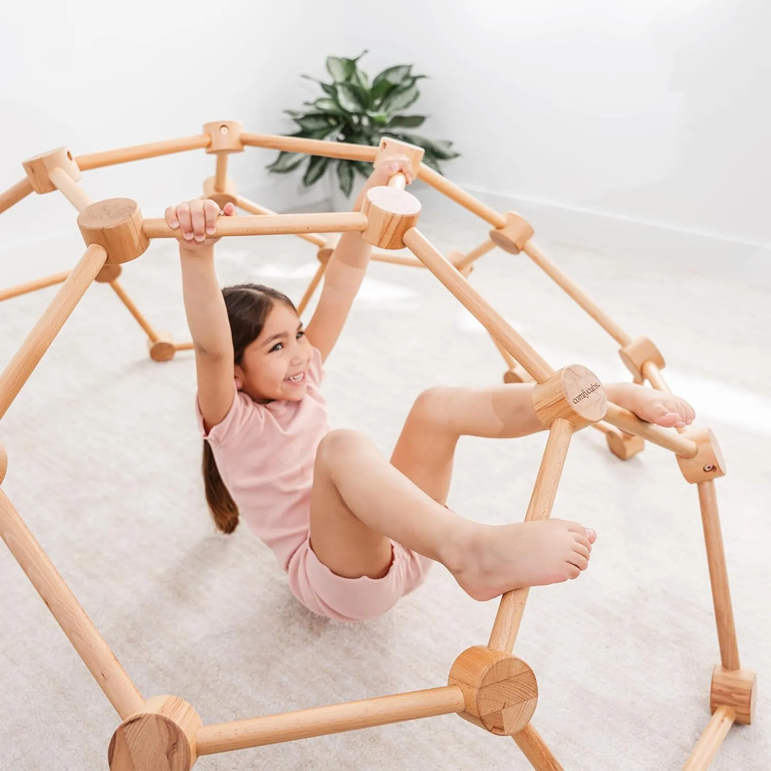 Comfy Cubs Wooden Toddler Play Gym for 3-6 Years Old - Montessori Climber for Kids - Safe Climbing Toy Support up to 120 lbs - Easy to Assemble Kids Climber for Active Play - Natural Wood