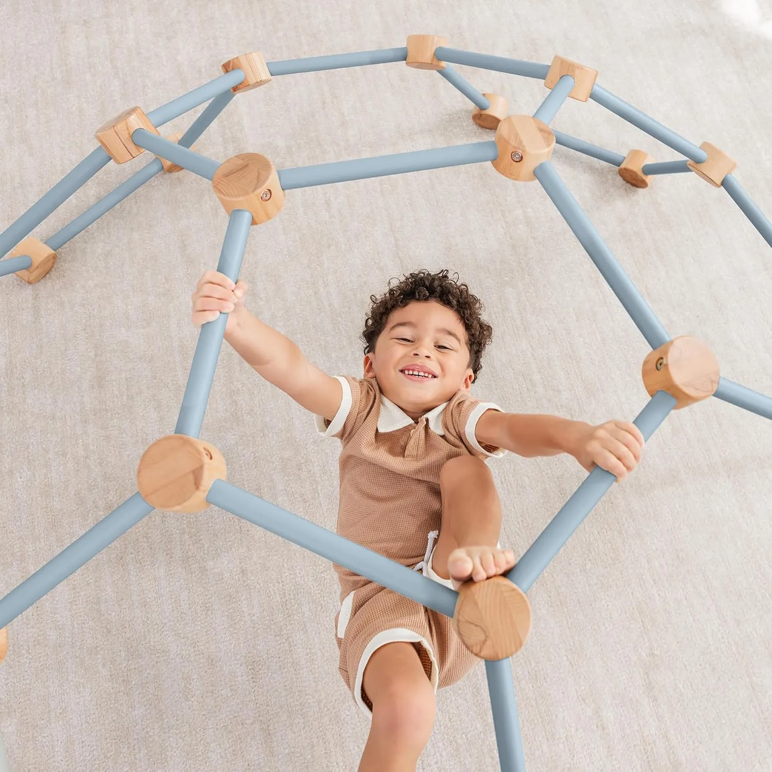 Comfy Cubs Wooden Toddler Play Gym for 3-6 Years Old - Montessori Climber for Kids - Safe Climbing Toy Support up to 120 lbs - Easy to Assemble Kids Climber for Active Play - Pacific Blue