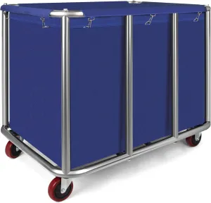 Commercial Laundry Cart with Wheels,11.35 Bushel Large Laundry Cart,Industrial Laundry Cart with Stainless Steel Frame and Waterproof Oxford Cloth,Industrial Laundry Hamper Load 440Lbs