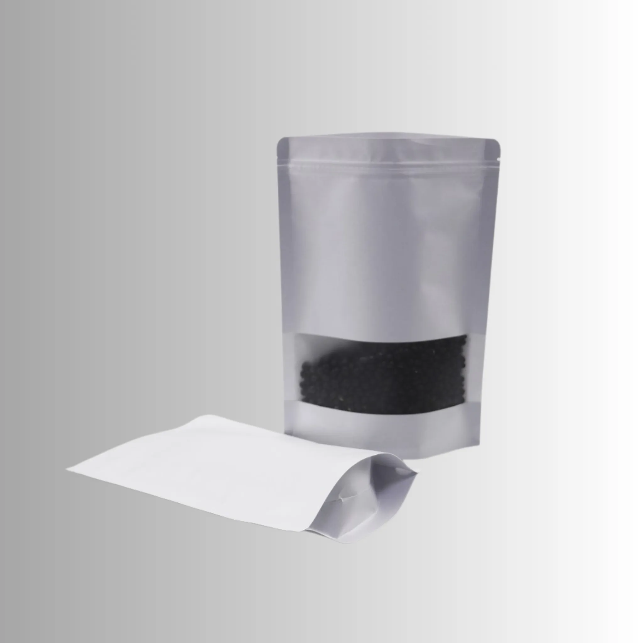 Compact 100 x 150mm   30mm Resealable Zip Lock Stand Up White Kraft Paper Bag