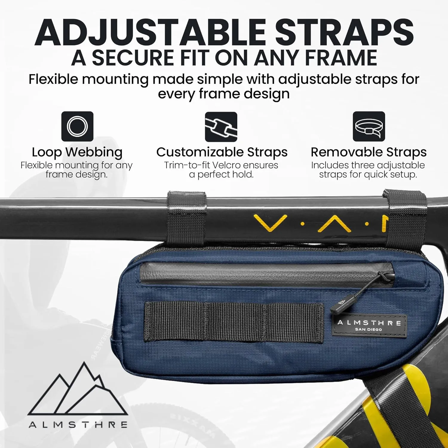 Compact Bike Frame Bag | Weather-Resistant, Waterproof Zippers & Dual-Sided Access for Road, MTB, and Ebike Frames