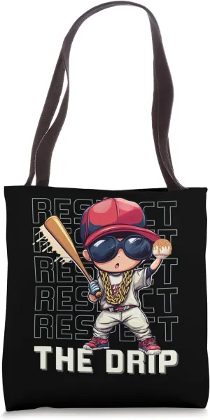 Cool Baseball Respect The Drip Ice-Cream Design For Boys Tote Bag