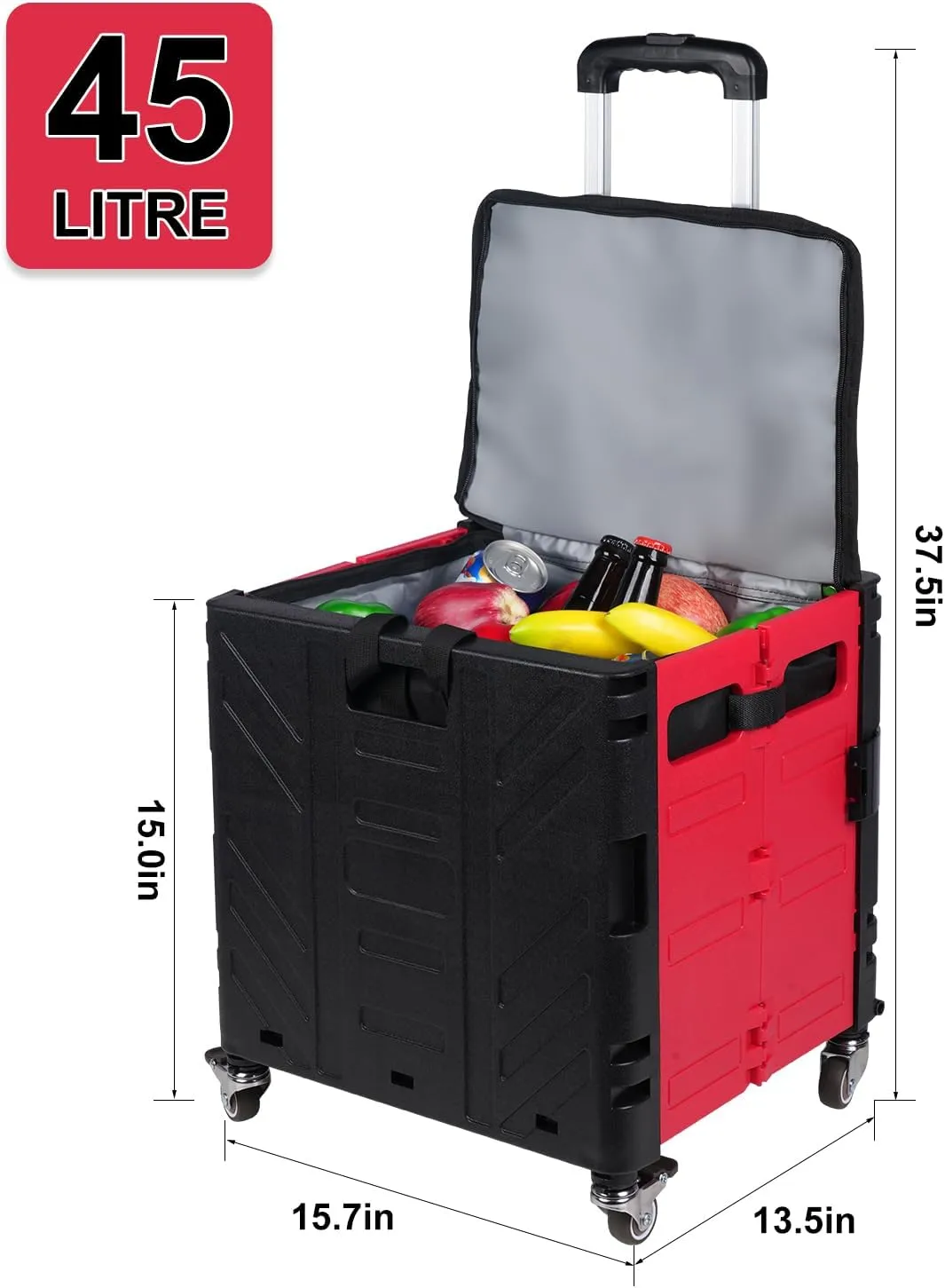 Cooler Bag Wheeled，Large Insulated Rolling Cooler Collapsible Leakproof Portable Hard Framed Ice Packs for Camping Picnic Beach Travel