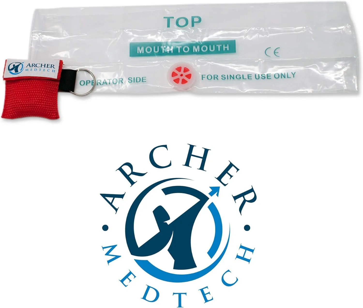 CPR Mask for Pocket or Key Chain, CPR Emergency Face Shield with One-Way Valve Breathing Barrier for First Aid or AED Training, Archer MedTech (12)