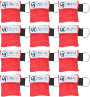 CPR Mask for Pocket or Key Chain, CPR Emergency Face Shield with One-Way Valve Breathing Barrier for First Aid or AED Training, Archer MedTech (12)