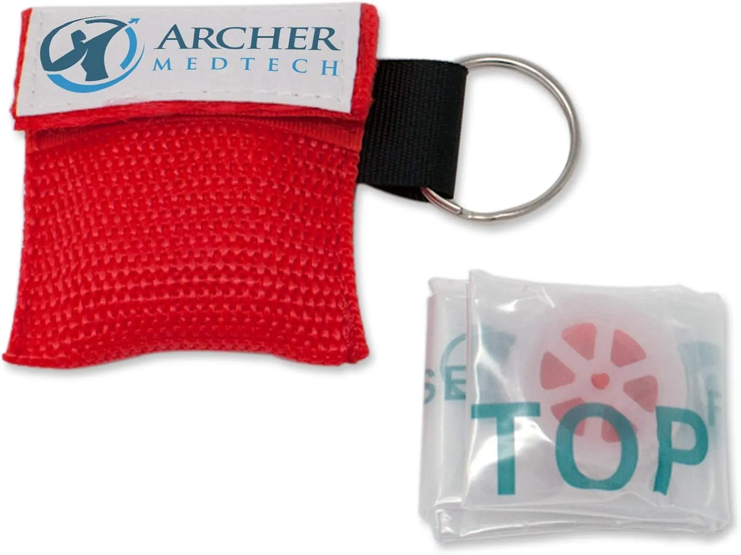 CPR Mask for Pocket or Key Chain, CPR Emergency Face Shield with One-Way Valve Breathing Barrier for First Aid or AED Training, Archer MedTech (12)