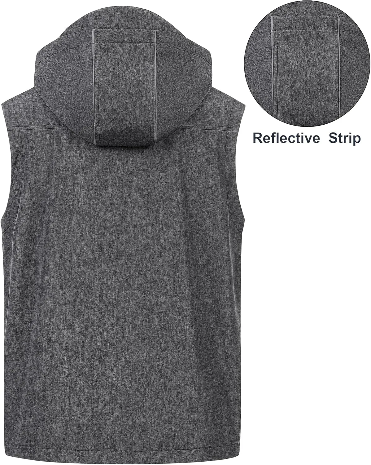 CREATMO US Men's Casual Lightweight Warm Thin Outerwear Vest Windbreaker Sleeveless Jacket With Removable Hood