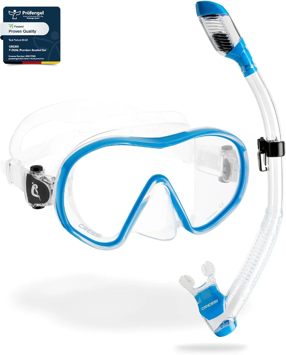 Cressi Single Lens Frameless Scuba Mask & Dry Snorkel for Snorkeling, Scuba Diving, F-Dual & Supernova Dry: Designed in Italy
