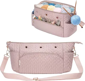 Crochet Bag Storage Organizer - Yarn & Knitting Accessories Case - Pink
