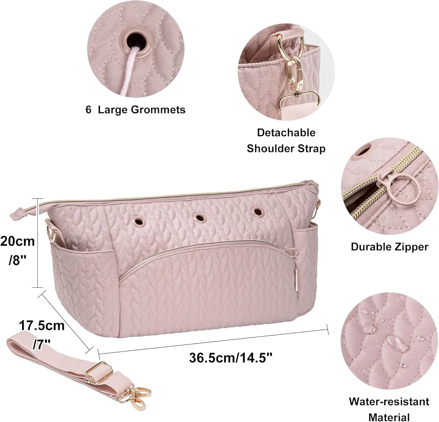 Crochet Bag Storage Organizer - Yarn & Knitting Accessories Case - Pink